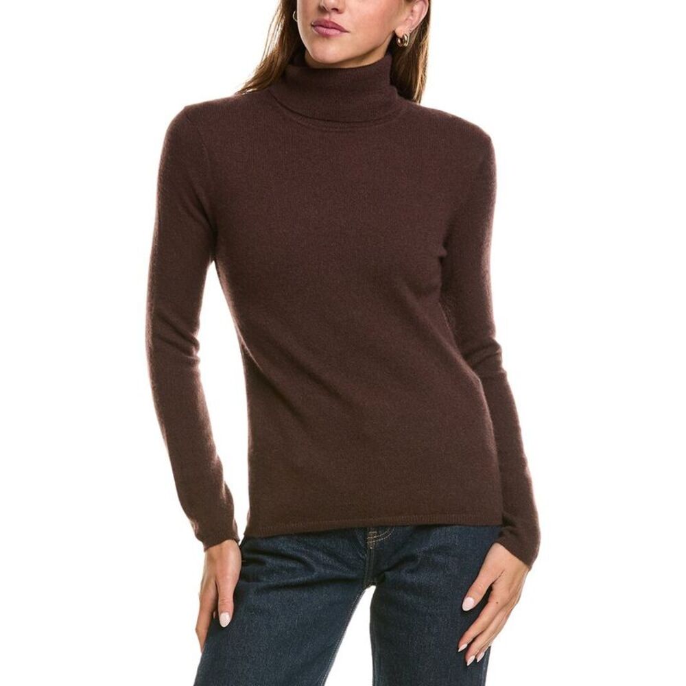 Incashmere Womens Basic Turtleneck 100% Cashmere Sweater, Brown
